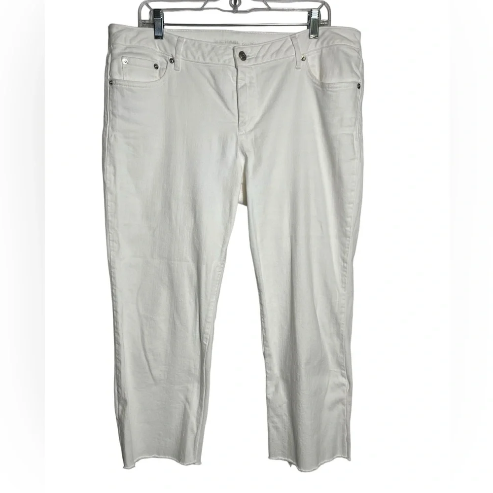 Michael Kors‎ jeans size 14 white stretch cropped frayed ankle jeans 💙💙